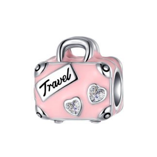 Silver Pink Luggage Bag Travel Charm