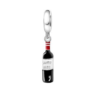 Silver Black Wine Bottle Charm