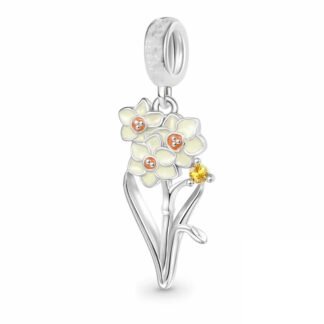 Silver Yellow Gem White Wildflower Cluster Nature Charm