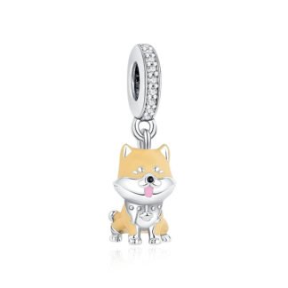 Silver Japanese Shiba Inu Puppy Dog Charm