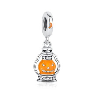 Silver Orange Scary Spooky Oil Lamp Halloween Charm
