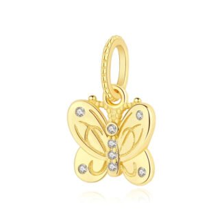 Silver Simple Gold Butterfly Charm