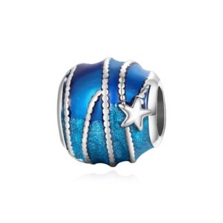 Silver Blue Deep Ocean Floor Sea Starfish Pearls String Charm