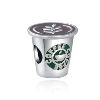 Silver Green Label Coffee Cup Brown Drink Charm