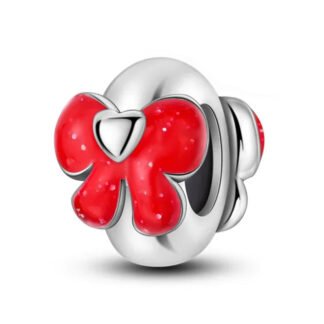 Silver Double Red Bows Charm