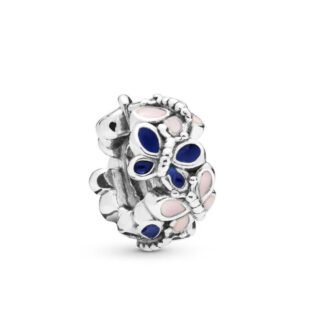 Silver Blue and Pink Butterflies Structure Charm