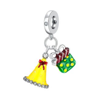 Silver Yellow Party Hat Green Gift Present Charm