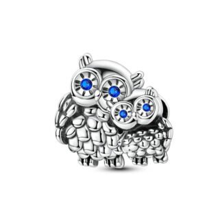 Silver Blue Eyes Owls Cozy Birds Charm