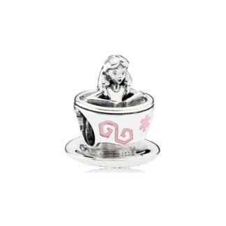 Silver Minimalist Teacup Alice in Wonderland Disney Charm